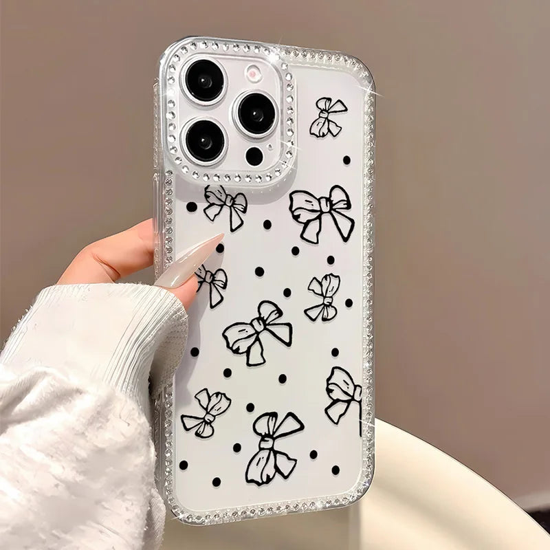 INS Polka Dot Glitter Clear Phone Case For iPhone