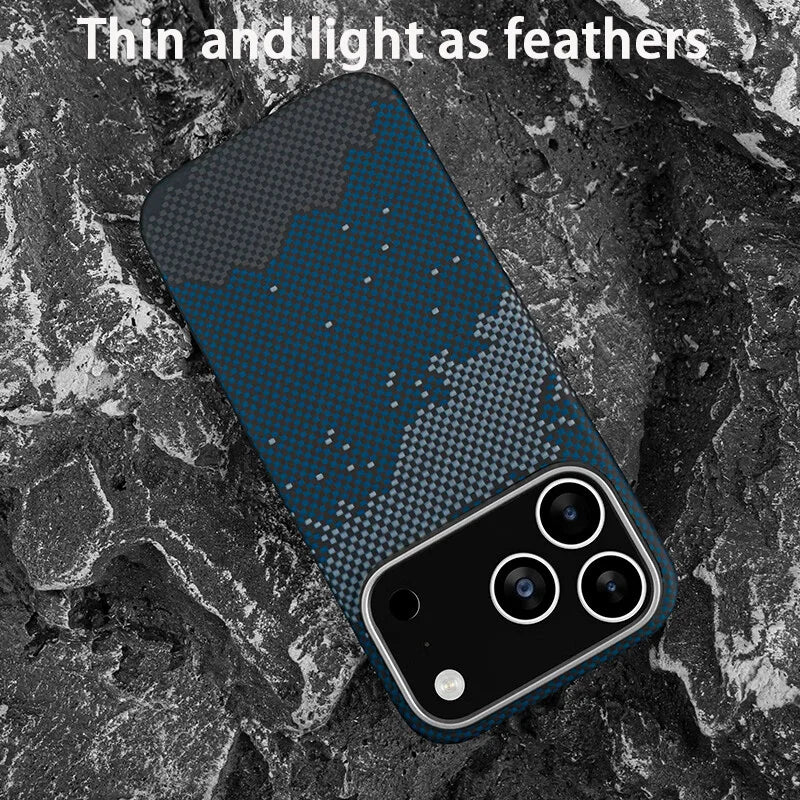 Carbon Fiber Kevlar Aramid Fiber Hard Shell Lightweight Business Black Protective Cover For iPhone