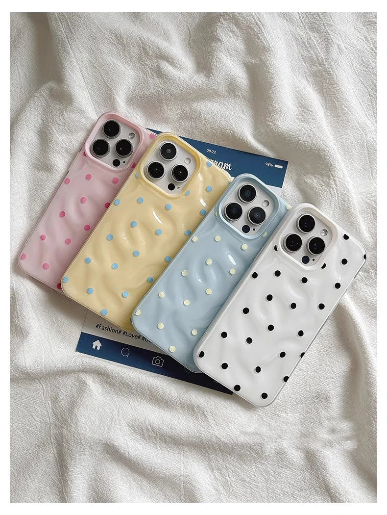 Love Polka Dot Folds Texture Phone Cases For IPhone