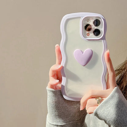 Fashion Wave Frame 3D Love Heart Phone Cover For iPhoneCase