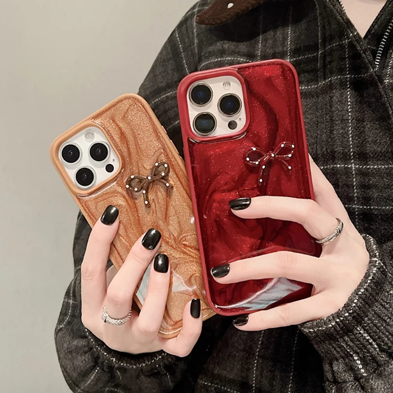 Fashion Polka Dot Bowknot Glitter Phone Case