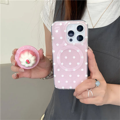 Cute Pink Polka Dot Magnetic Phone Case
