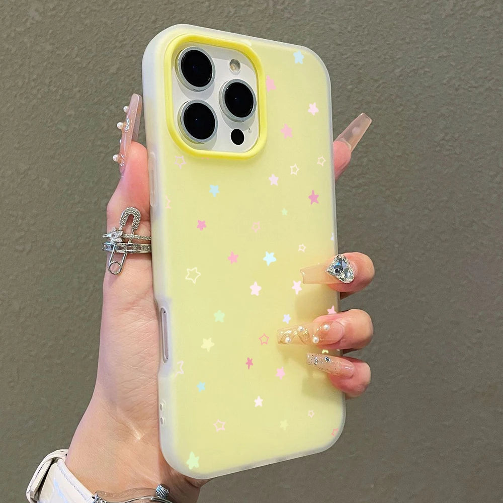 Cute Pastel Color Colorful Star Pattern Phone Case For iPhone