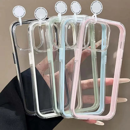 Luxury Candy Color Frame Clear Back Phone Case For iPhone