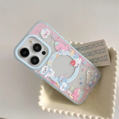 Cute Dolphin Shaking Bracket Magnetic Phone Case For iPhone