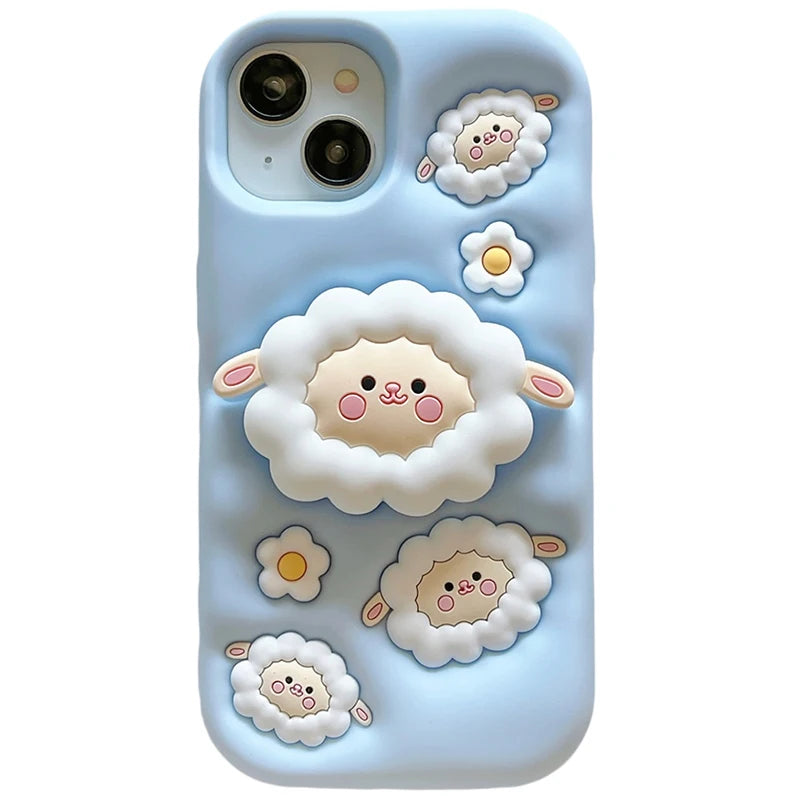 Cute Sheep Folding Stand Holder Case For iPhone