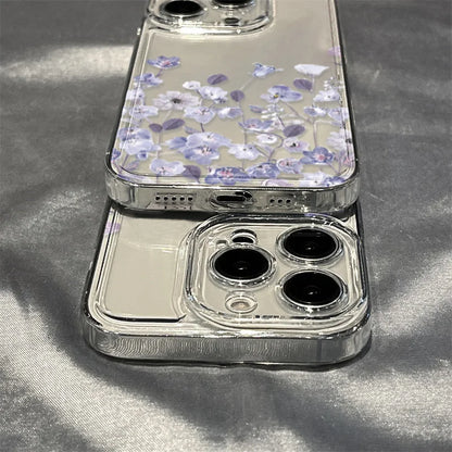 Purple Flower Phone Case For iPhone Shockproof Soft Clear Cover