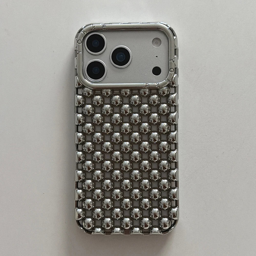 Electroplated Orange Pearl Pattern Phone Case For iPhone Soft Shockproof Silicone Cover Girls