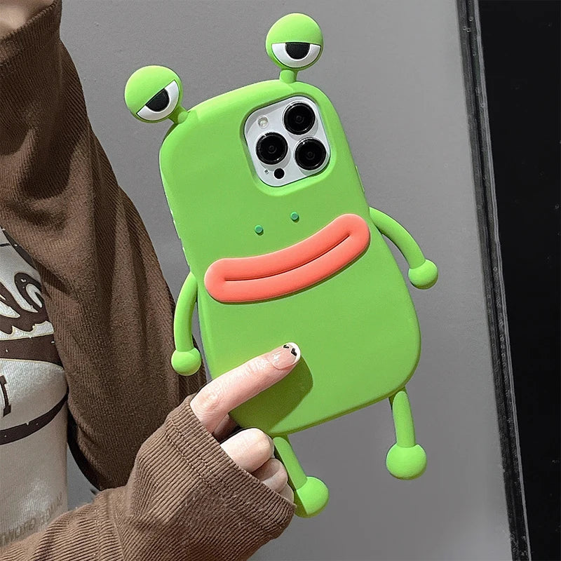 Funny Soft Silicone 3D Frog Phone Case For iPhone
