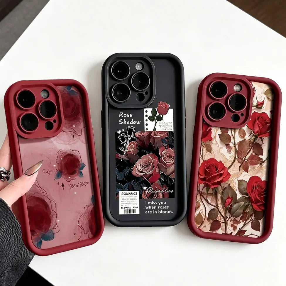 Case For iPhone Soft Flower Matte Shockproof Fashion Silicone Capa Funda
