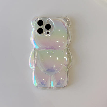 INS Cute 3D Gradient Electroplated Bear Phone Case Suitable For iPhone
