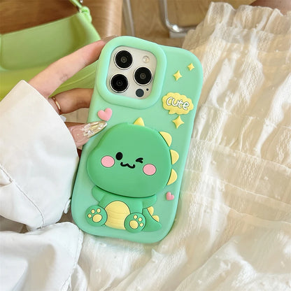 High Quality 3D Cute Dinosaur Hide Makeup Mirror Phone Case
