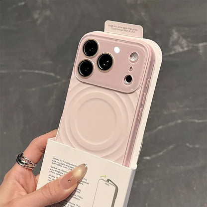 Fashion Liquid Silicone Water Ripple Pattern Big Window Phone Case For iPhone For Magsafe Magnetic Charge Cover