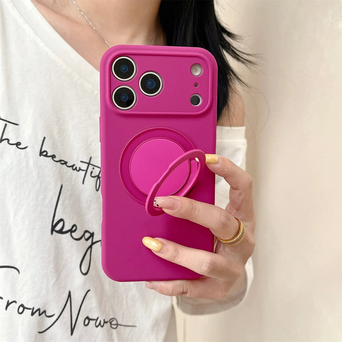 360 Rotate Bracket For Magsafe Magnetic Phone Case For iPhone Stand Silicone Soft Protective Cover