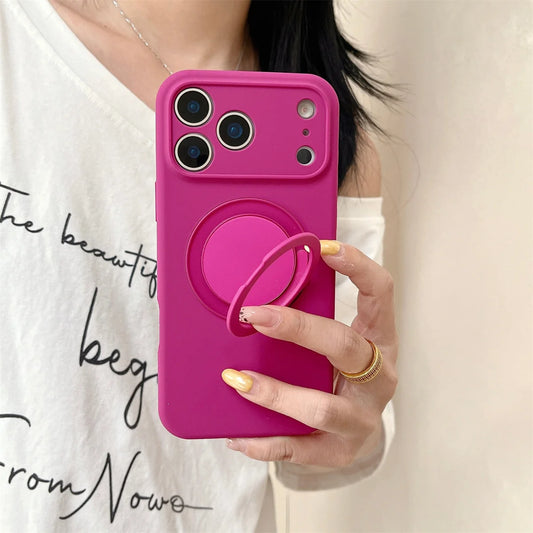 360 Rotate Bracket For Magsafe Magnetic Phone Case For iPhone Stand Silicone Soft Protective Cover