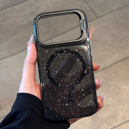 Hot Sales Jelly Glitter Lens Stand Magnetic Phone Case For iPhone