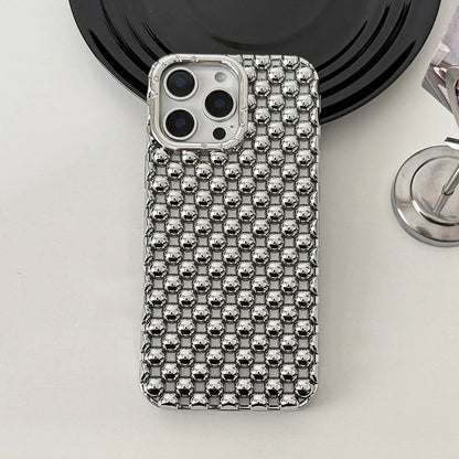 Fashion Platinig Silver Pearl Hollow Out Phone Case