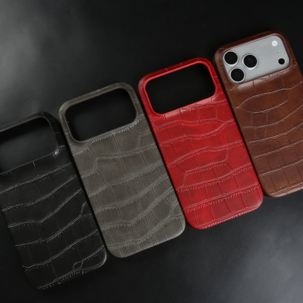 Premium Crocodile Leather Case For iPhone Back Cover