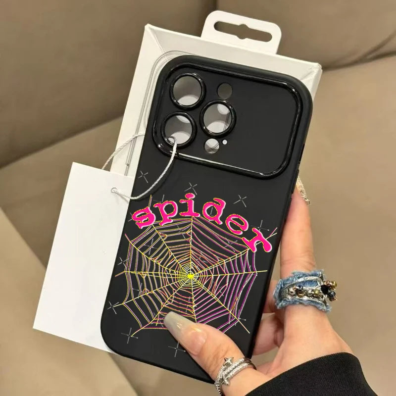 Trendy Pink Spider Letter Phone Case For iPhone