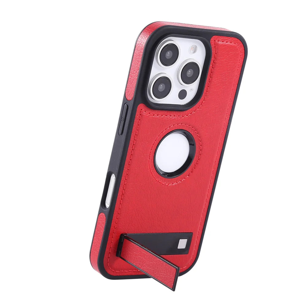 Luxury PU Leather Hidden Folding Stand Phone Case For iPhone