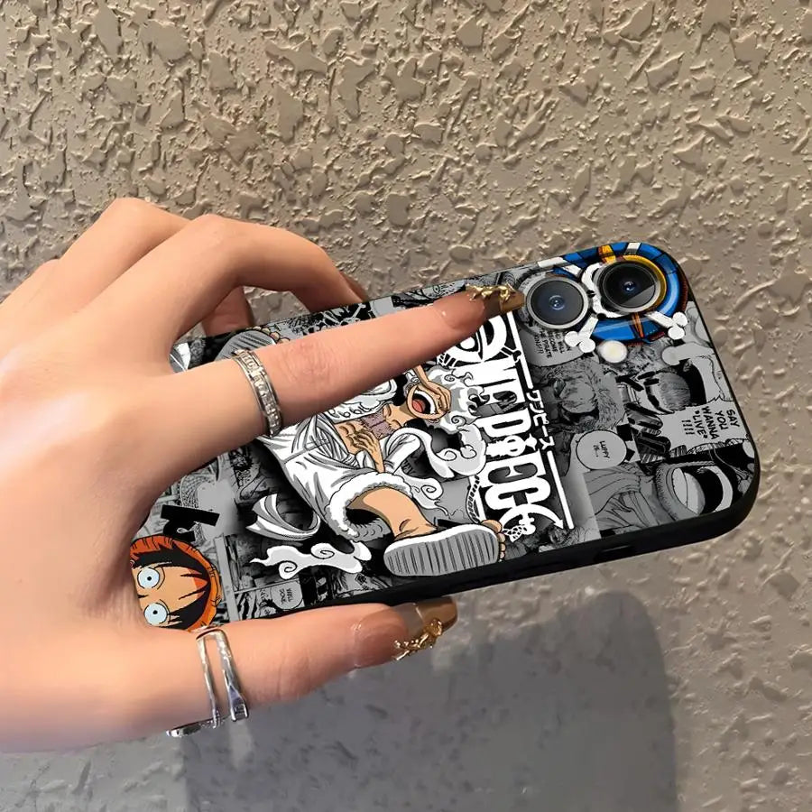 One Piece Luffy Adventure King Black Soft Phone Cover Case For iPhone