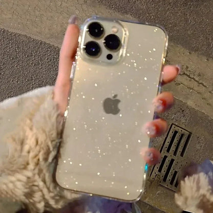 Pink Glitter Bling Clear Soft Case For IPhone