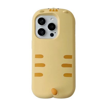 Sweet Cute 3D Cat Tail Yellow Silicone Phone Case