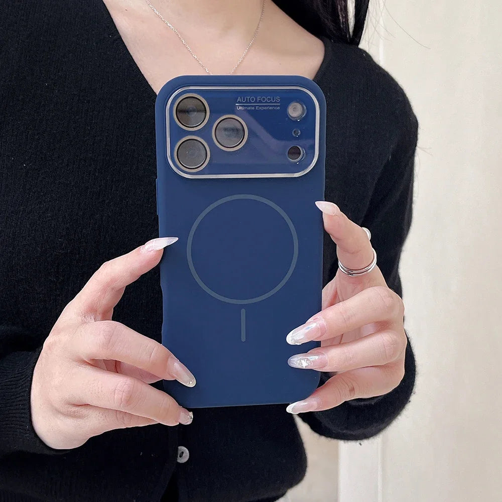Advanced Liquid Phone Case For iPhone Magnetic Charging Glass Lens Protective Cover Silicone Couple Set