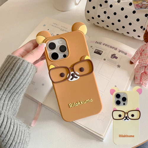 Cute Cartoon Glasses Rilakkuma Bear Soft Silicone Phone Case