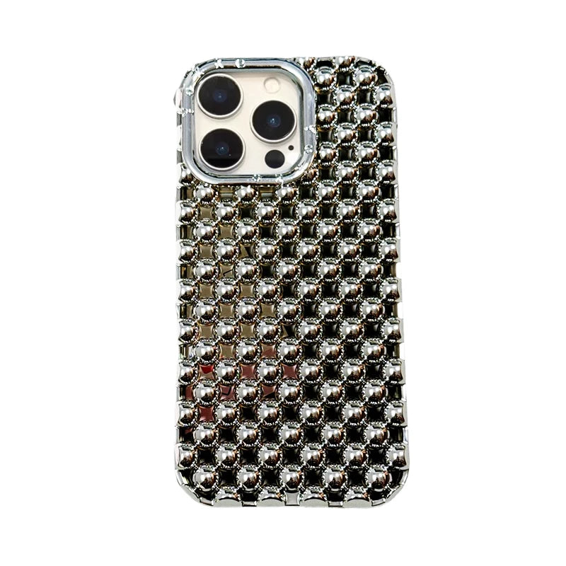 Fashion Platinig Silver Pearl Hollow Out Phone Case