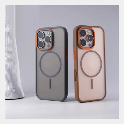 Luxury Matte Translucent MagSafe iPhone Case – Magnetic Shockproof Cover
