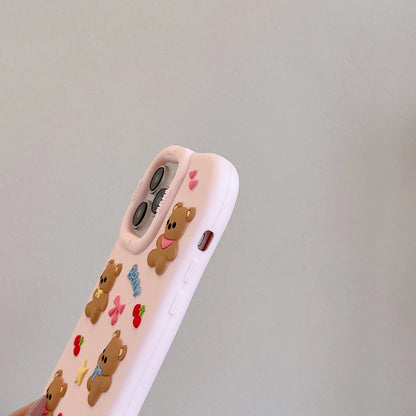 Cute 3D Bear Bowknot Silicone Phone Case