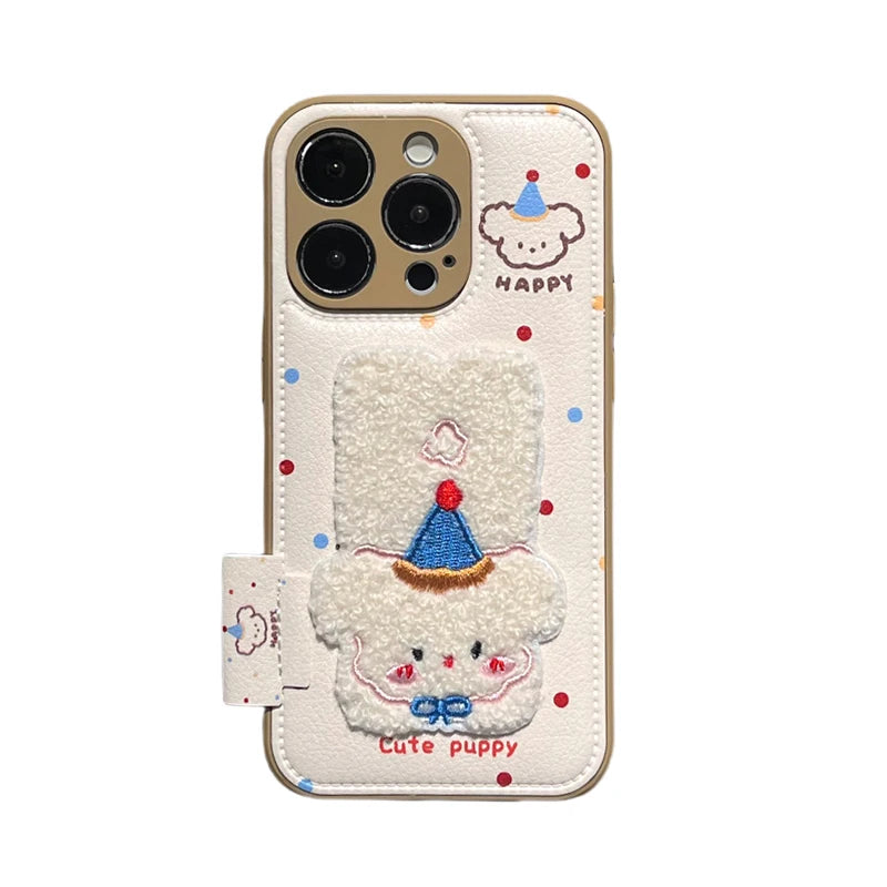 Cartoon Cute Towel Embroidered Dog Phone Case