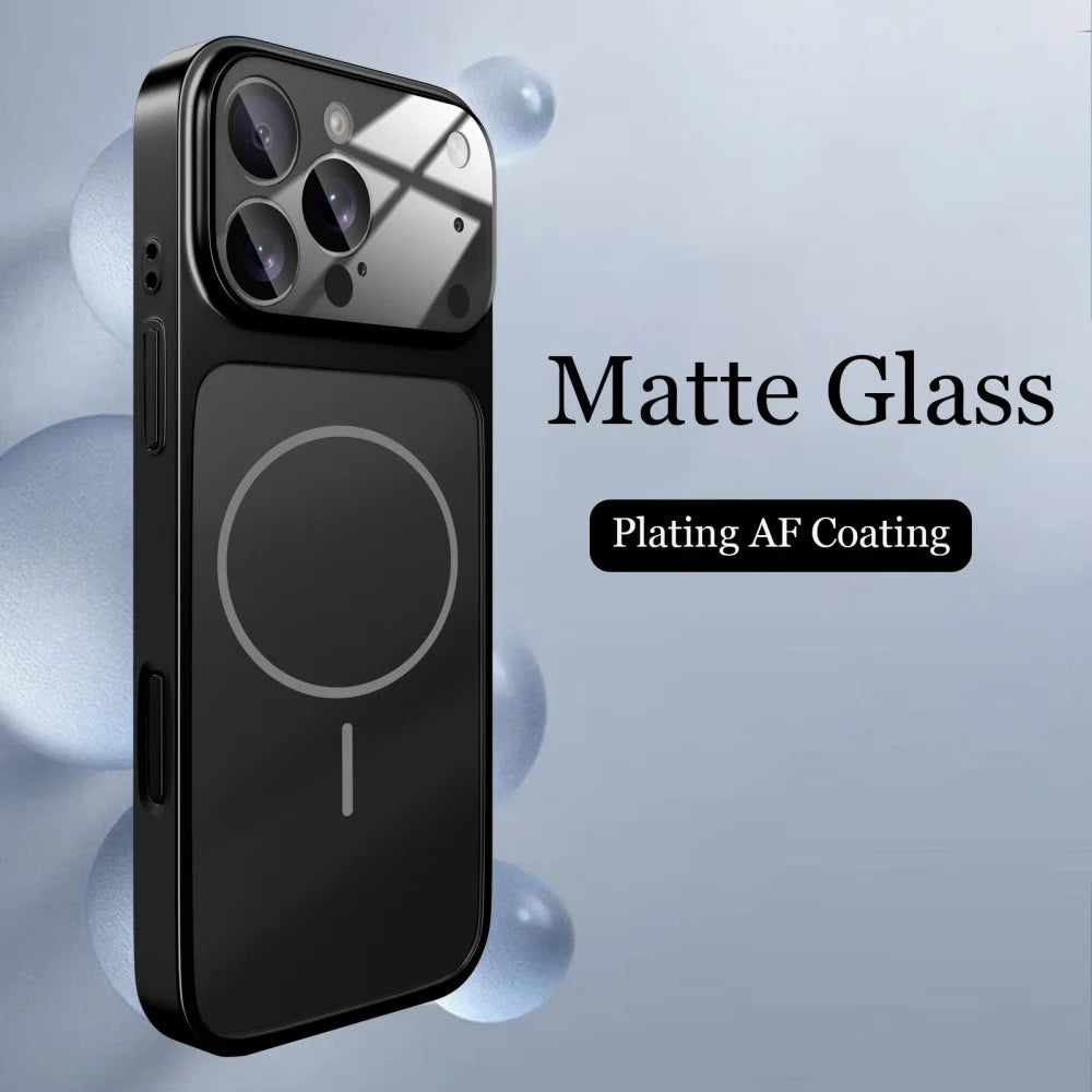 Original Glass Nano Matte Case For iPhone Magnetic For Magsafe Wireless Charging Armor Funda