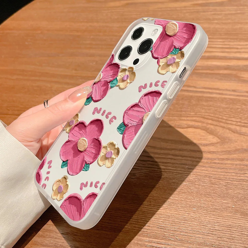 Oil Painting Flower Phone Case For iPhone