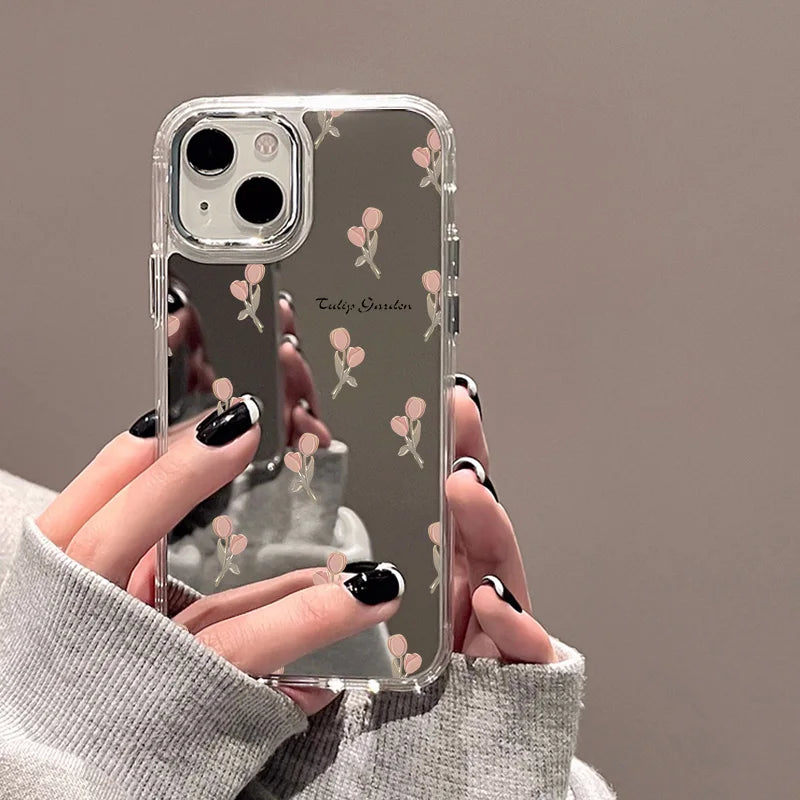 Cute Cherry Bow Mirror Phone Case For iPhone