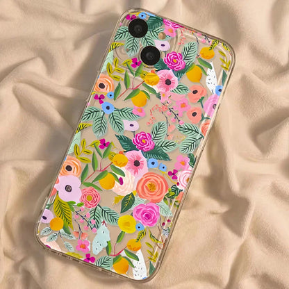 Clear Phone Cases Fundas Flower Soft Back Cover For iPhone
