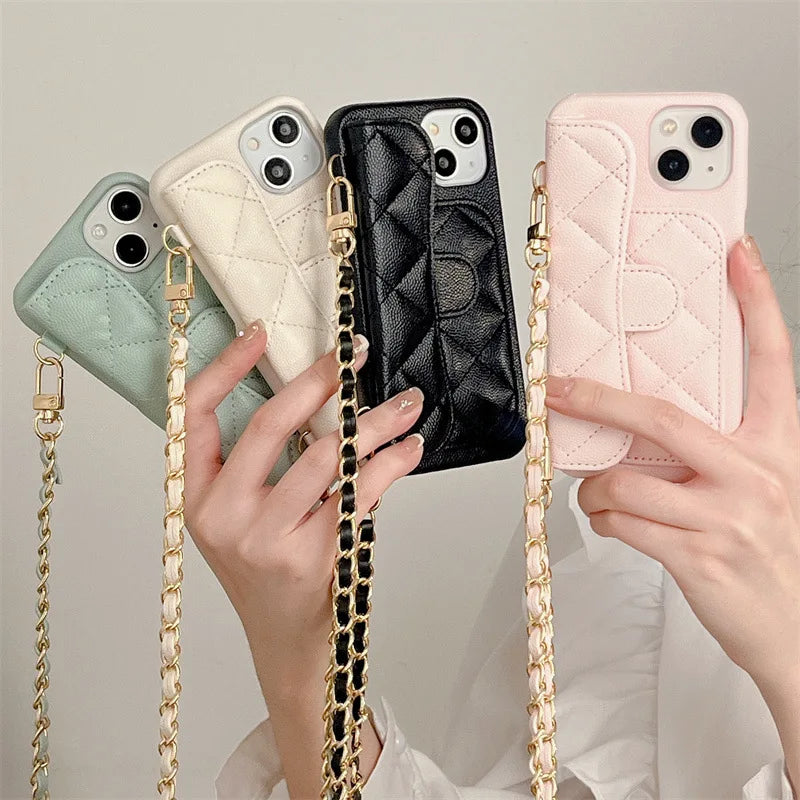 PU Leather Crossbody Lanyard Wallet With Card Holder Phone Case For iPhone Shockproof Cover