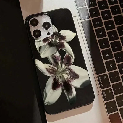 Elegant Lily Orchid Flower Print Soft Phone Case For iPhone Y2K Shockproof Cover ﻿
