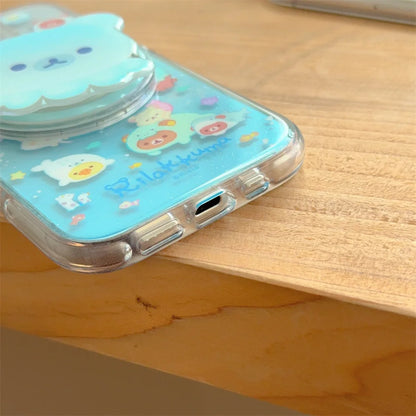 Funny Cute Rilakkuma Magnetic Stand Phone Case For iPhone Back Cover For Magsafe Cases Protective Fun