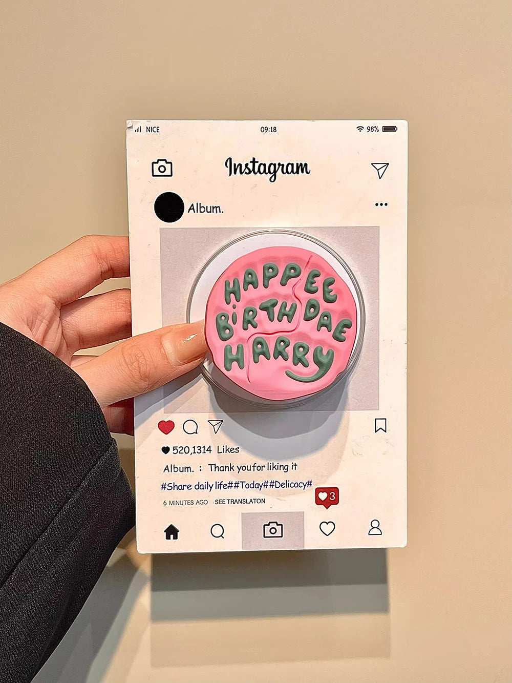 Cute Pink Stripes Magnetic Grip Tok Phone Case