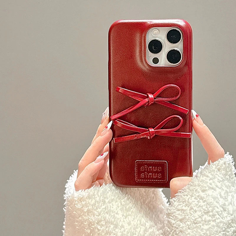 Retro Fashion Lovely Bowknot Leather Phone Case
