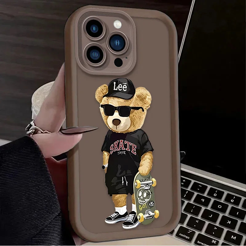 Fashion Luxury Bear Phone Case For iPhone – Soft Silicone Cover