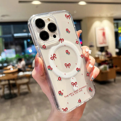 For Magsafe Wireless Charger Case For iPhone Air Cute Cherry Print Phone Cover