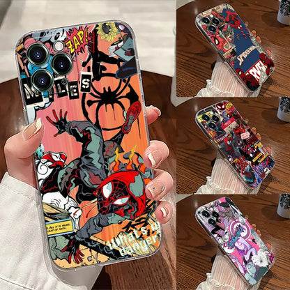 Miles Morales Spiderman Gwen Transparent Phone Case For iPhone