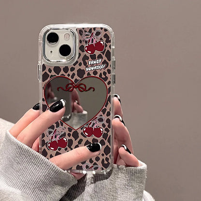 Cute Cherry Mirror Phone Case For iPhone