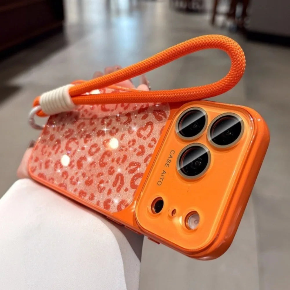 Luxury Bling Glitter Leopard Print Candy Color Case For iPhone