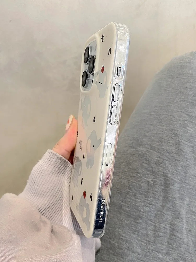 Cartoon Cute Hollow Out Elephant IMD Phone Case For iPhone