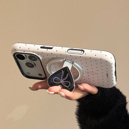 Korean Polka Dots Love Heart Bracket Magnetic Phone Case For iPhone