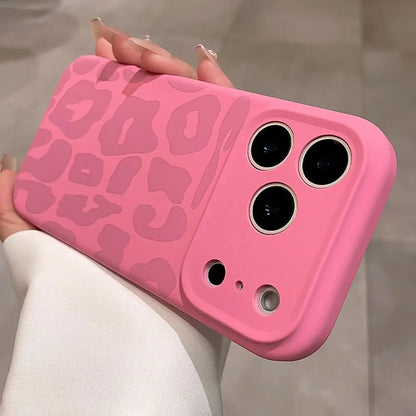 Leopard Liquid Silicone Camera Lens Protective Phone Case For iPhone